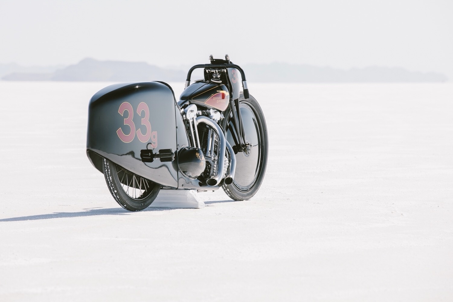 Race bike #33 on the salt at Bonneville.